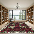 Crimson Floral Wreath With Cream Dahlias Rug