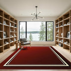 Crimson Bordered Rectangular Field Rug