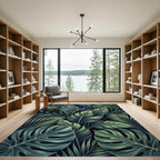 Deep Forest Exotic Leaf Wallpaper Rug