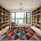 Bold Orange Gray Diamond Tiling Rug