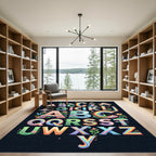 Whimsical Rainbow Garden Alphabet Art Rug