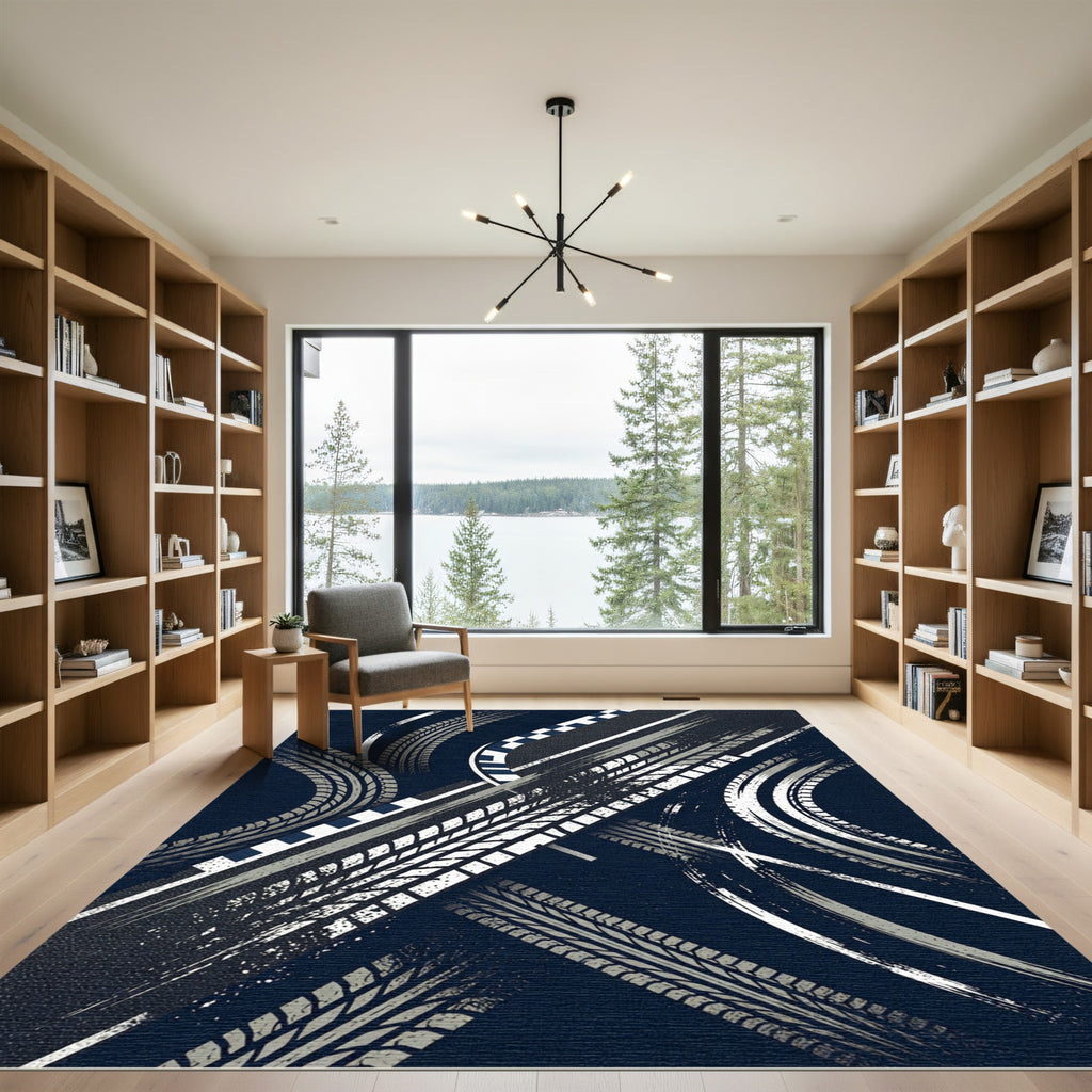 Dynamic Race Track Tire Tread Rug