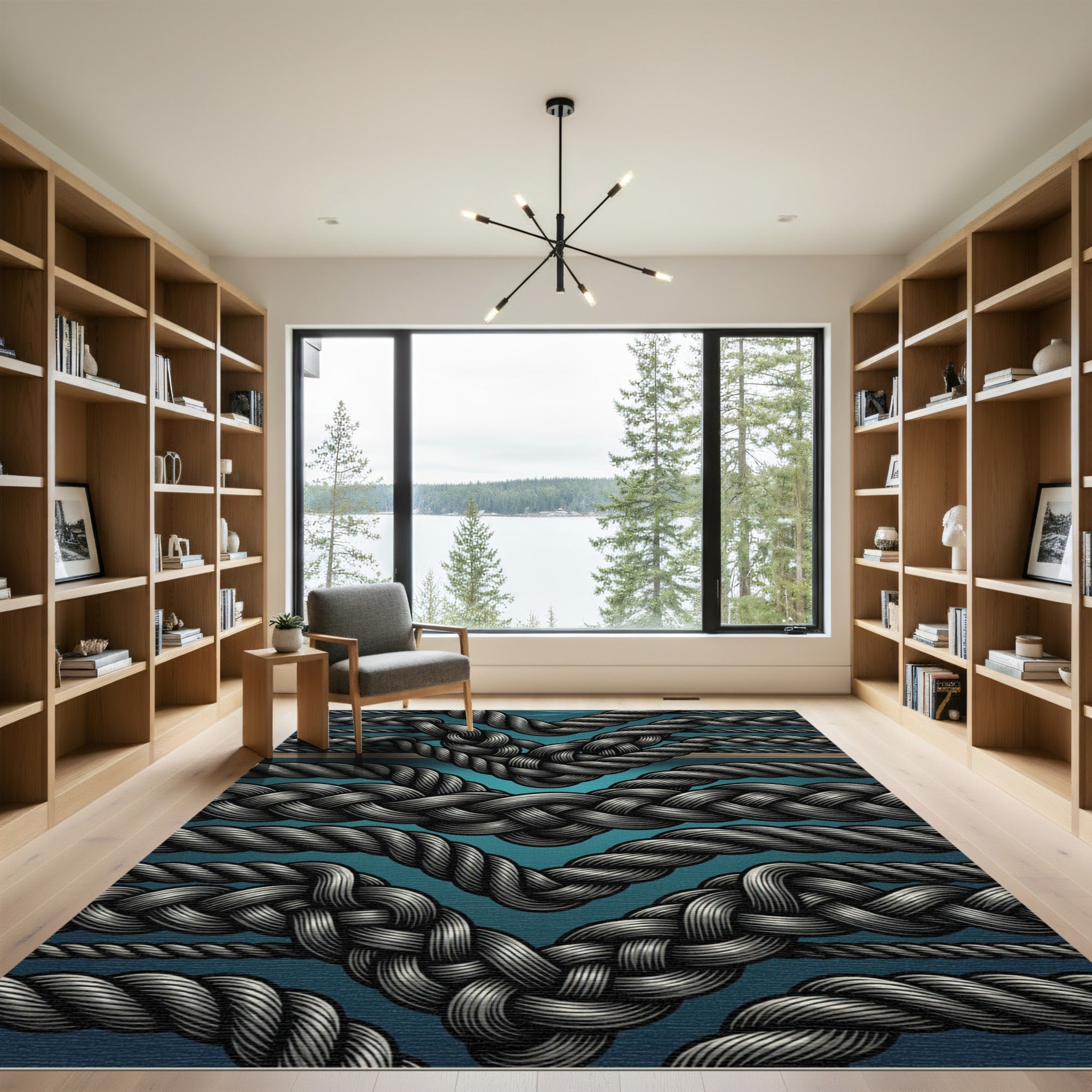 Dark Gray Nautical Rope Weave Rug