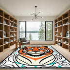 Bold Orange Tiger Face Art Rug
