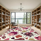 Abstract Crimson Splatter Blob Rug