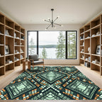 Emerald Snake Skin Geometric Diamond Rug