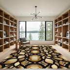 Luxurious Golden Serpent Scale Texture Rug