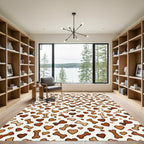 Playful Brown Heart and Bone Tile Rug