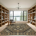 Gold Floral Koi Geometric Slate Rug