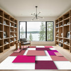 Rosy Plum Geometric Blocks Rug