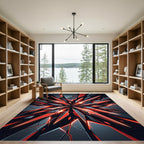 Electric Red Shattered Glass Abstract Rug