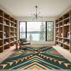 Bold Sage and Tangerine Geometric Arrow Rug