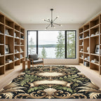 Elegant Gold Green Acanthus Scroll Rug