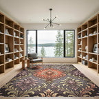 Coral And Gold Acanthus Scroll Rug