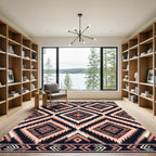 Black Peach Geometric Tribal Diamond Rug