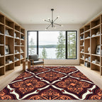 Rich Amber Arabesque Scrollwork Rug