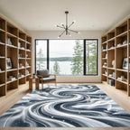 Monochrome Abstract Whirlwind Swirl Rug