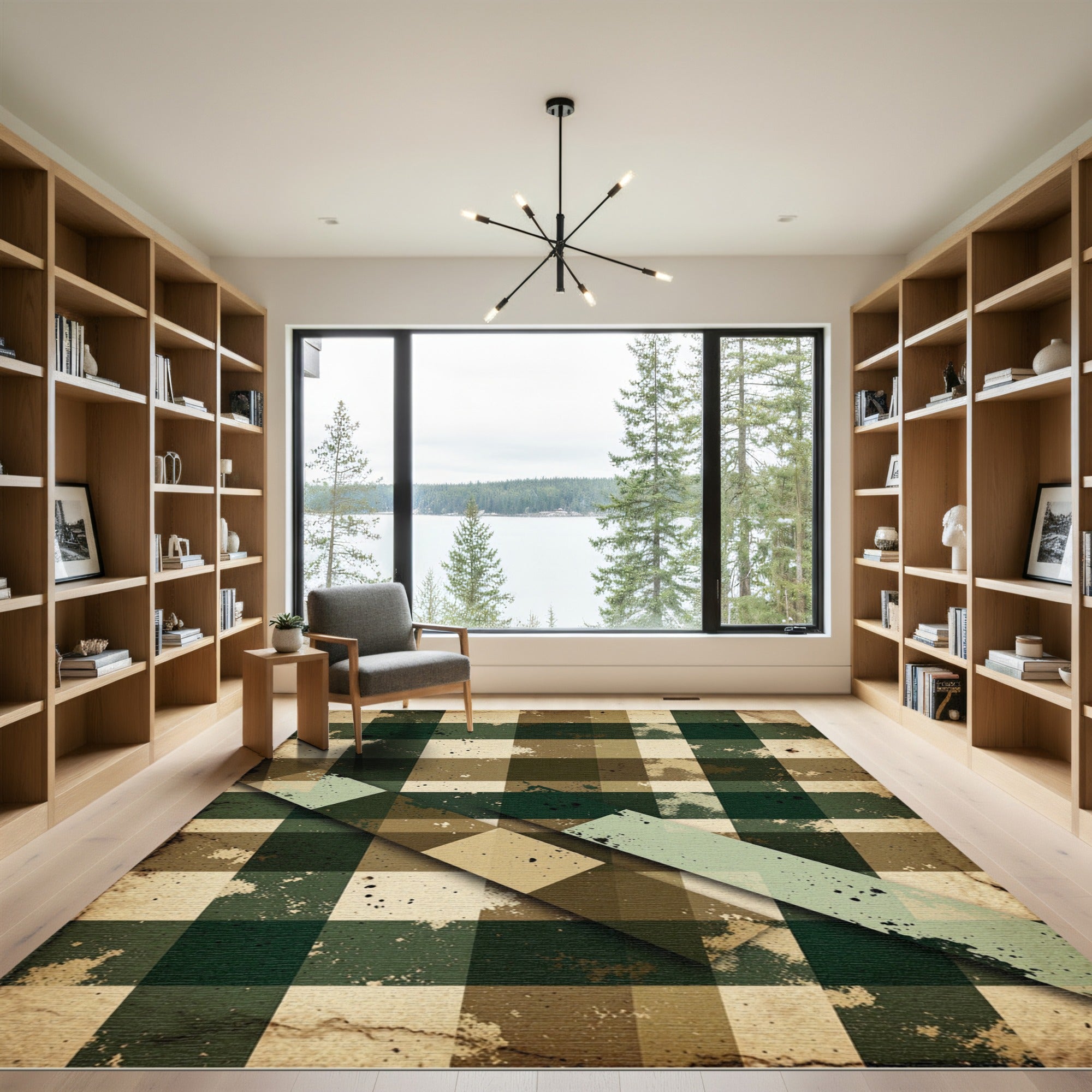 Rustic Earthy Plaid Overlay Rug