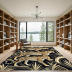 Safari Cheetahs Black Gold Contemporary Art Rug