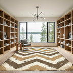 Brown Beige Cream Chevron Brushstrokes Rug