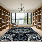 Black White Jaguar Mandalas Rug