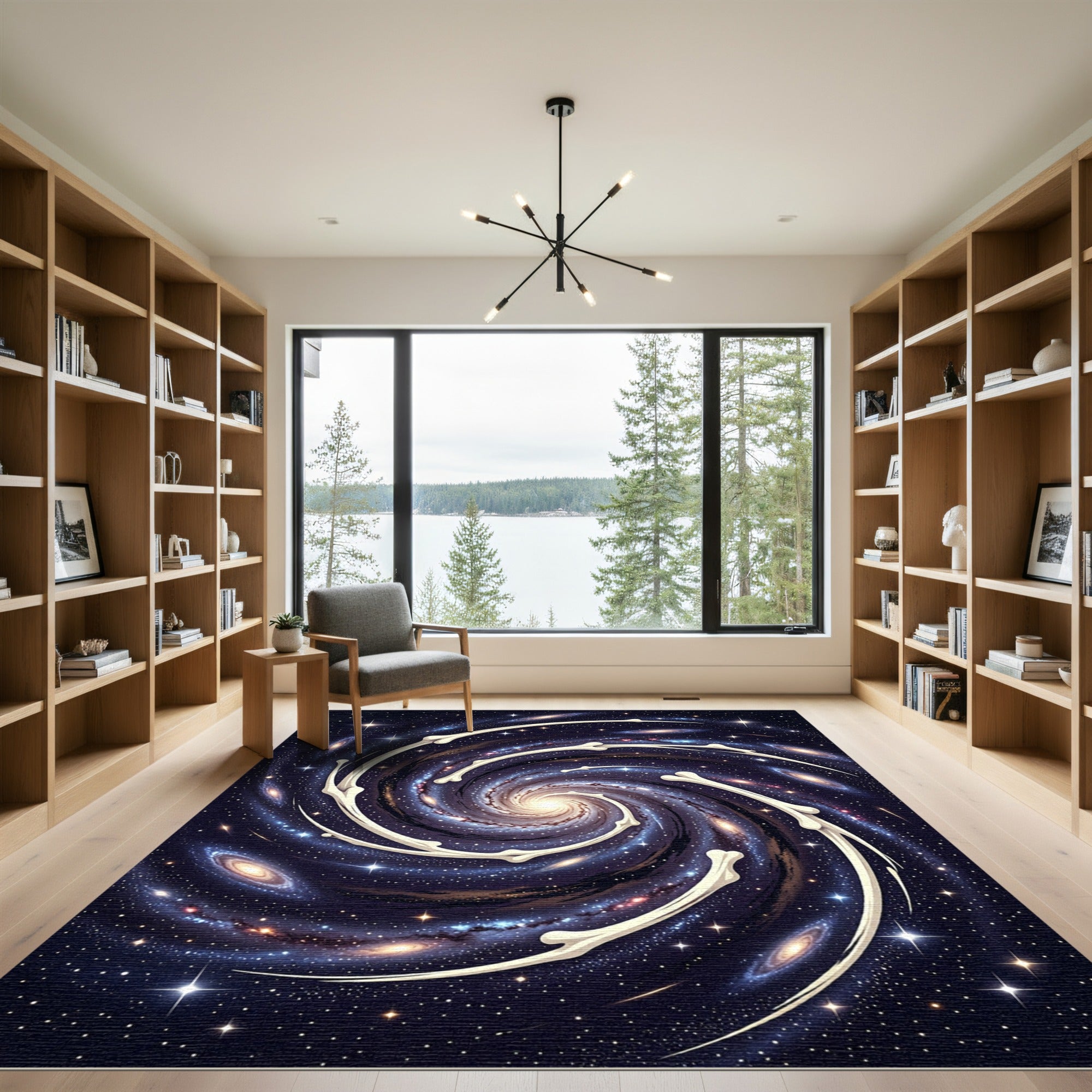 Cosmic Spiral Galaxy Bone Art Rug