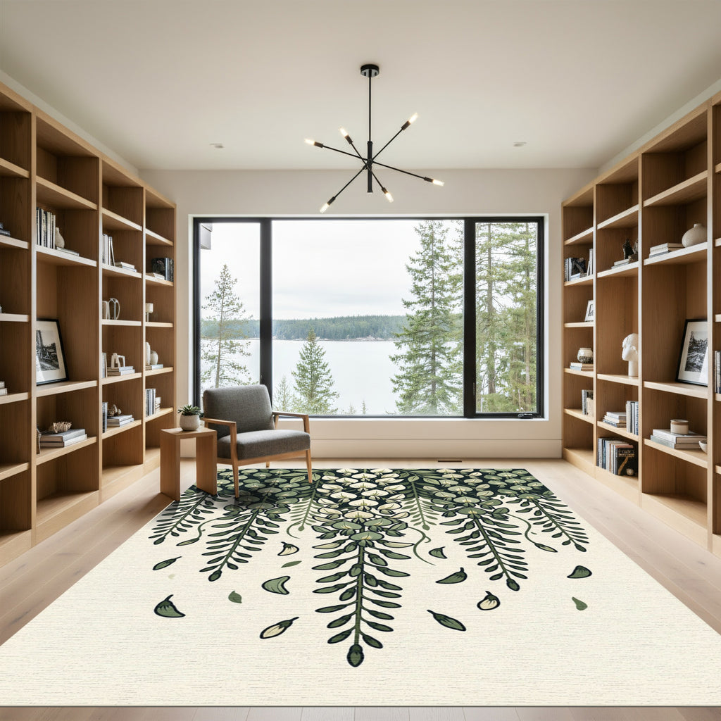 Elegant Sage Green Cascading Wisteria Rug