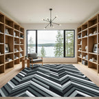 Monochrome Chevron Geometric Angular Art Rug