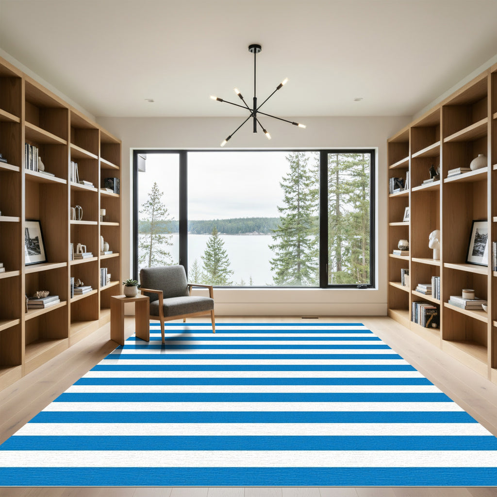 Classic Blue White Stripe Rug