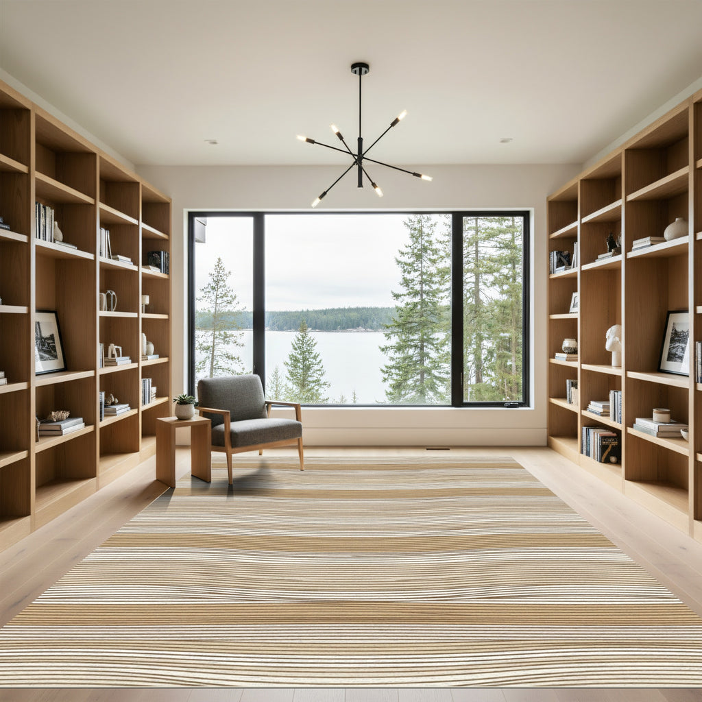 Minimalist Wavy Neutral Stripe Rug
