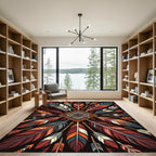 Bold Tribal Feather and Diamond Art Rug