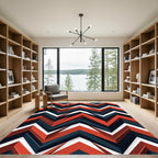 Modern Chevron Geometric Crimson Charcoal Rug