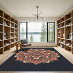 Coral Blossom Mandala Circular Intricate Rug