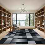Monochrome Cubes Abstract Weave Rug