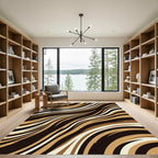 Abstract Golden Brown Tiger Wave Rug