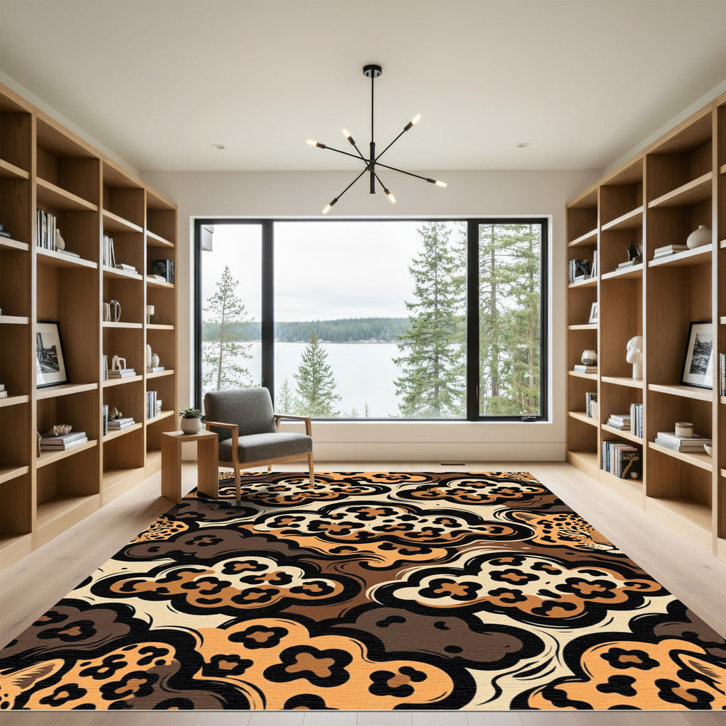 Leopard Clouds Abstract Contemporary Rug