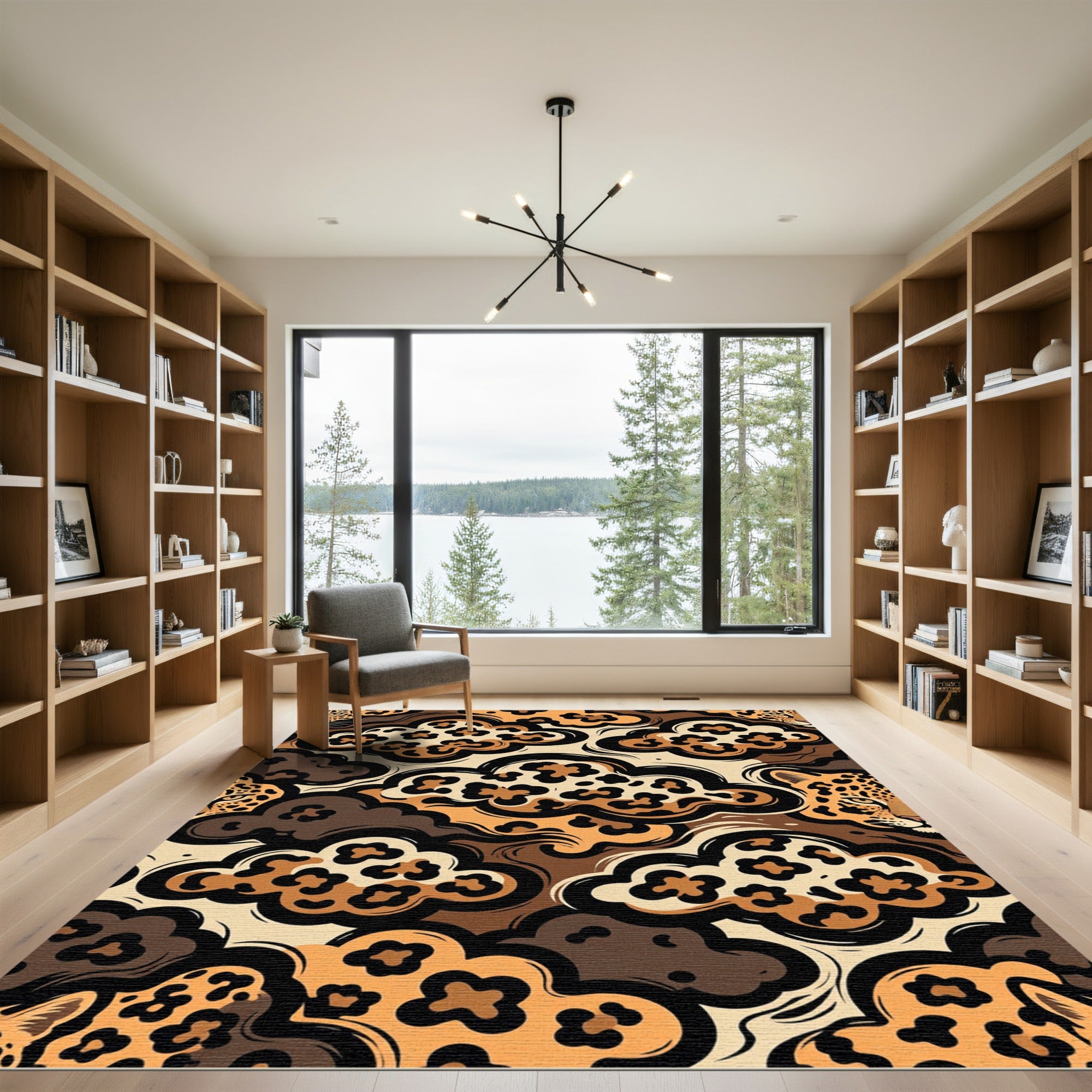Leopard Clouds Abstract Contemporary Rug