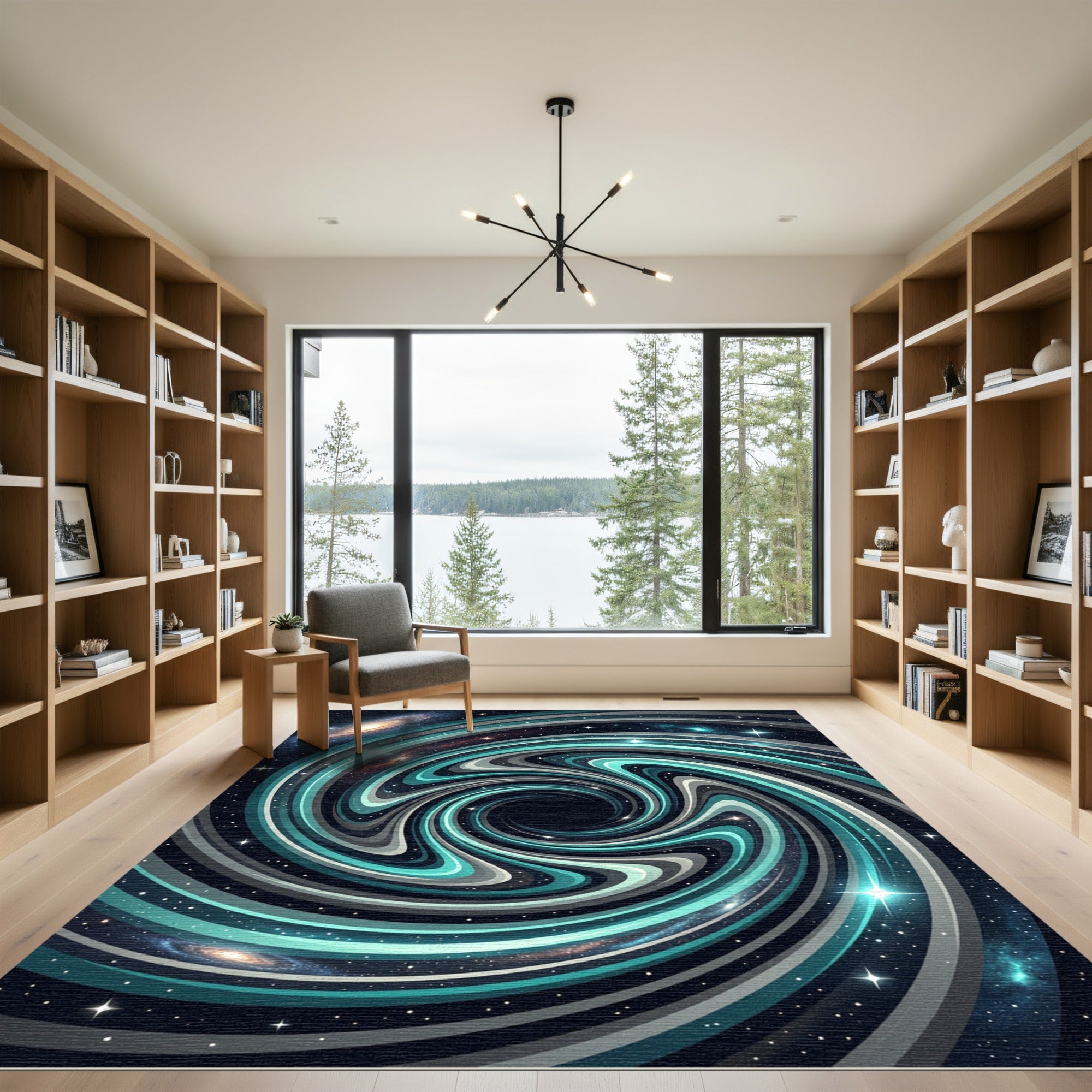 Cosmic Teal Swirl Galaxy Swirl Rug