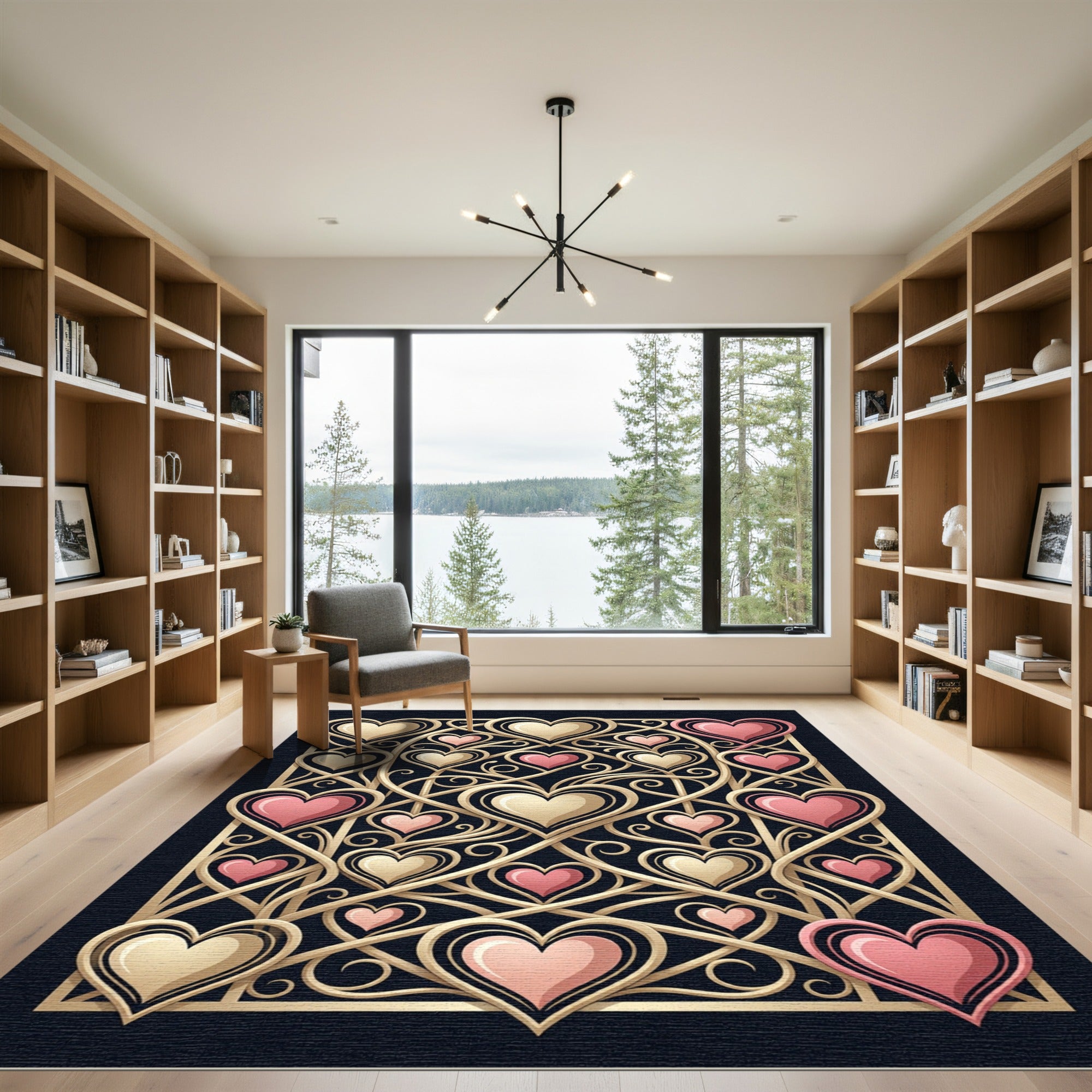 Blush Gold Intertwined Heart Lattice Rug