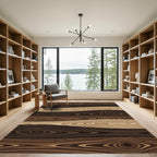 Modern Dark Wood Grain Swirl Rug