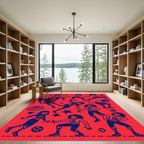 Crimson Blue Athletic Figures Collage Rug