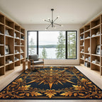 Ornate Golden Sunburst Filigree Medallion Rug