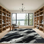 Monochromatic Abstract Brush Stroke Rug