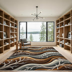 Earthy Brown Wavy Branch Composition Rug