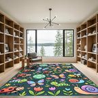 Whimsical Colorful Insect Garden Meadow Rug