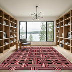 Salmon Pink Woven Texture Grid Rug