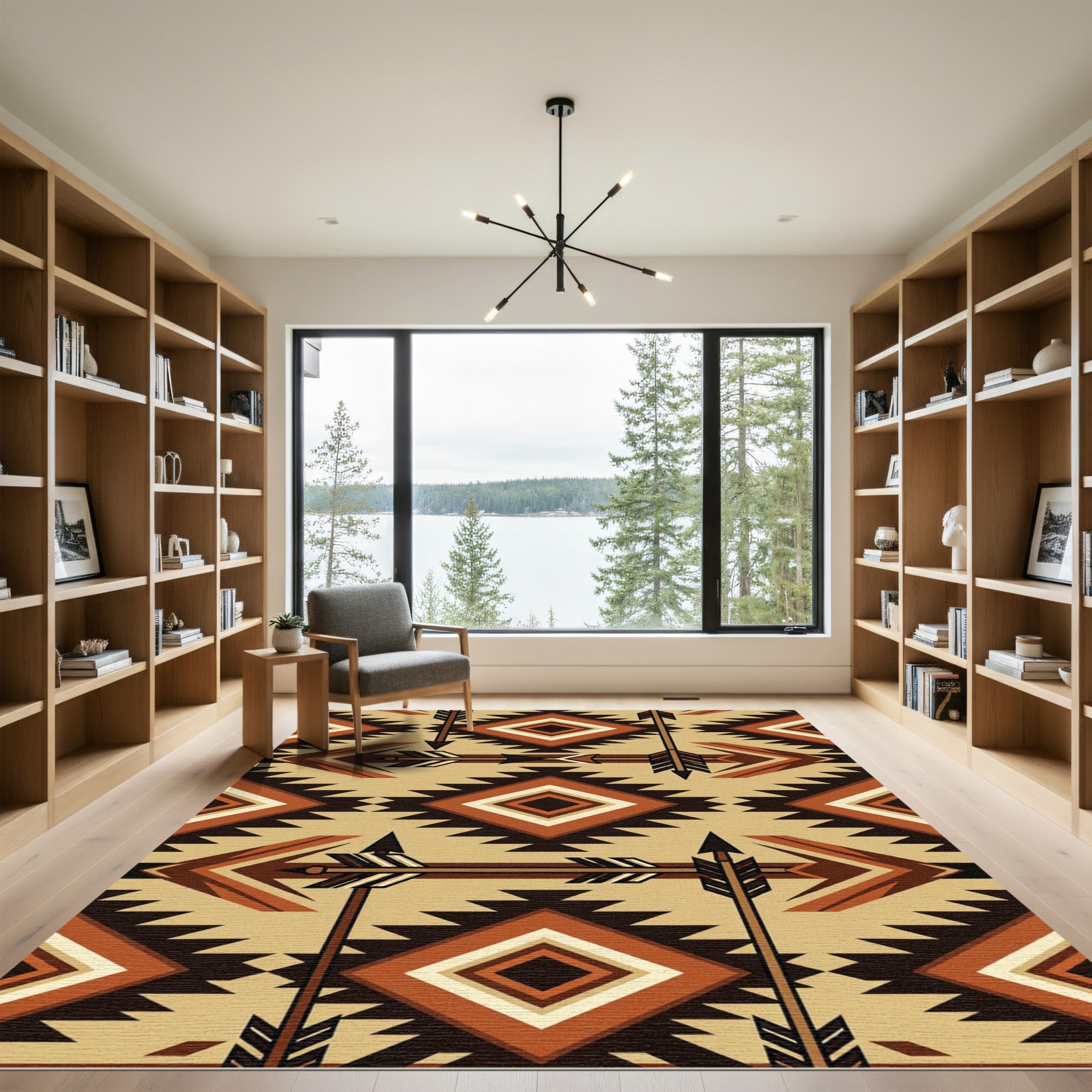 Earthy Southwestern Geometric Arrow Diamond Rug