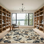 Cream Beige Floral Branch Composition Rug