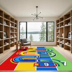 Vibrant Multicolored Abstract Curved Track Rug