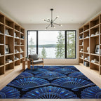 Regal Blue Fan Medallion Tapestry Rug